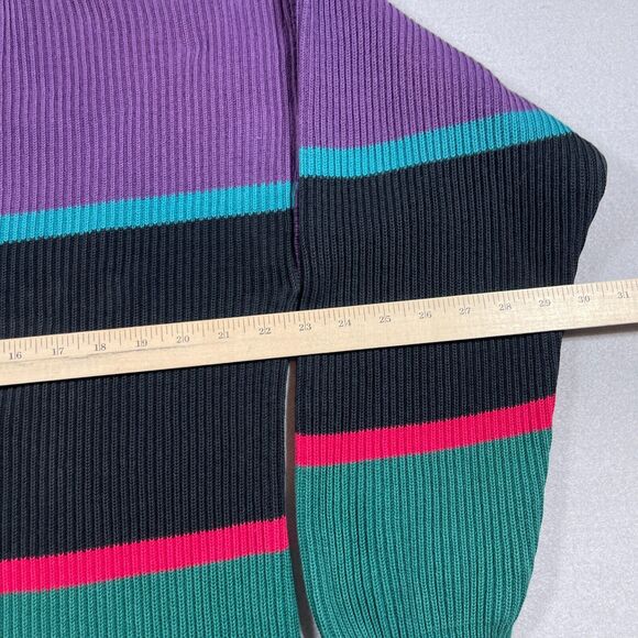 Vintage Eddie Bauer Sweater Men Large ColorBlock Crewneck Purple 80s Heavyweight - Picture 6 of 9